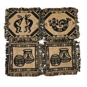 El Paso Saddle Blanket Co Woven Coasters (4) 7" Native American